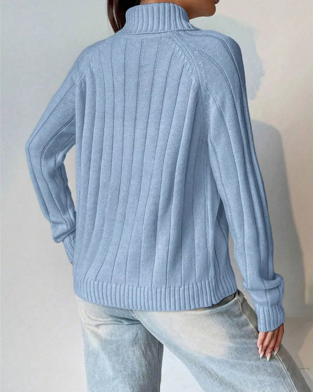 Ribbed Turtleneck Long Sleeve Sweater