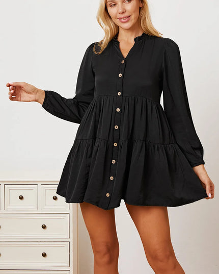Ruffled Button Up Long Sleeve Tiered Shirt