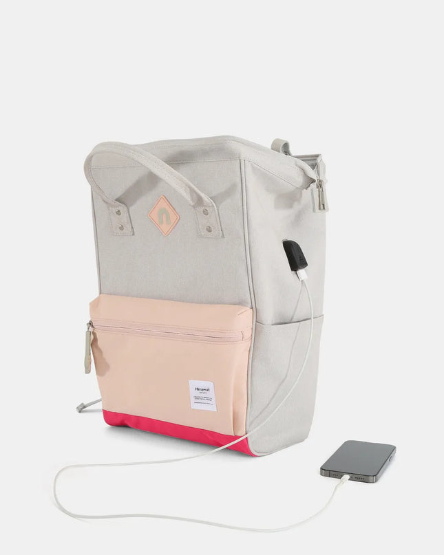 Himawari Contrast Waterproof Backpack Bag with External USB Port