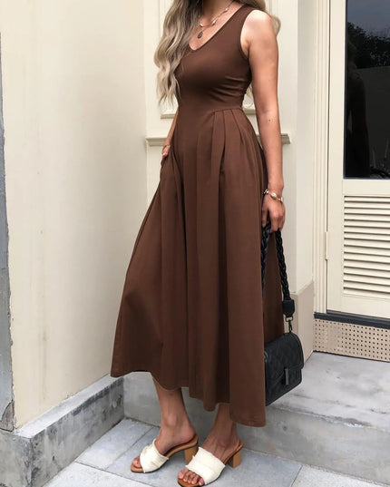 V-Neck Midi Tank Dress