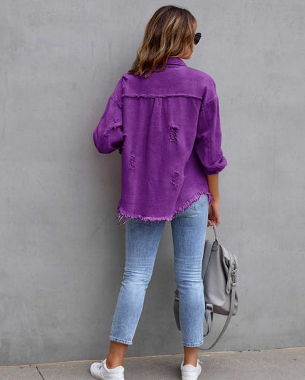 Distressed Drop Shoulder Denim Jacket