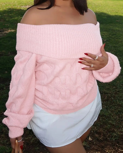 Cable Knit Off-Shoulder Sweater