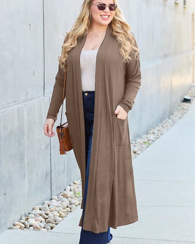 Basic Bae Full Size Open Front Long Sleeve Cover Up