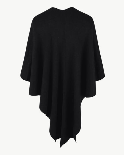 Surplice Neck Pom-Pom Trim Poncho