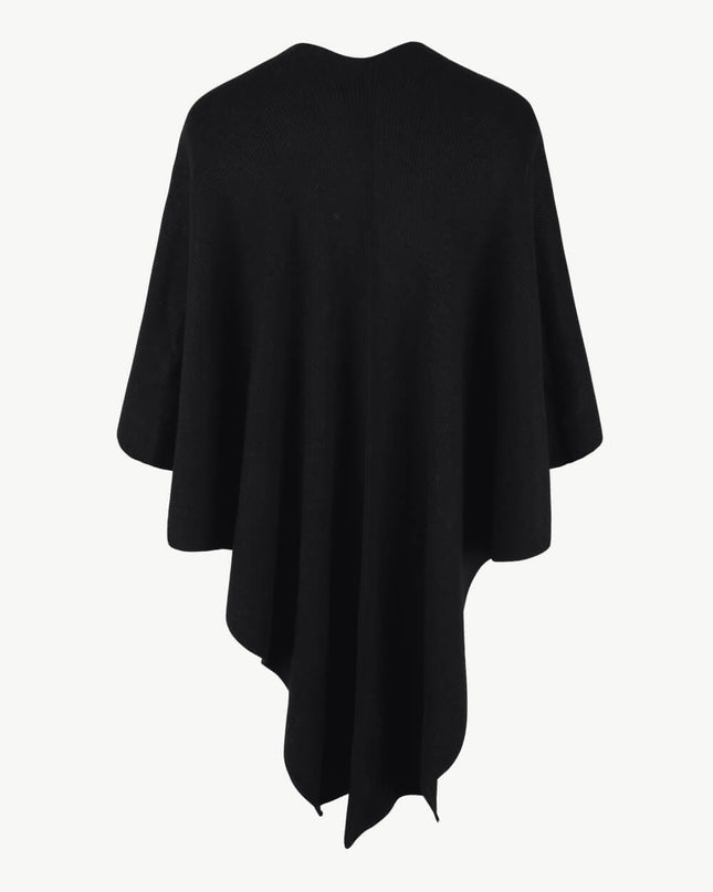Surplice Neck Pom-Pom Trim Poncho