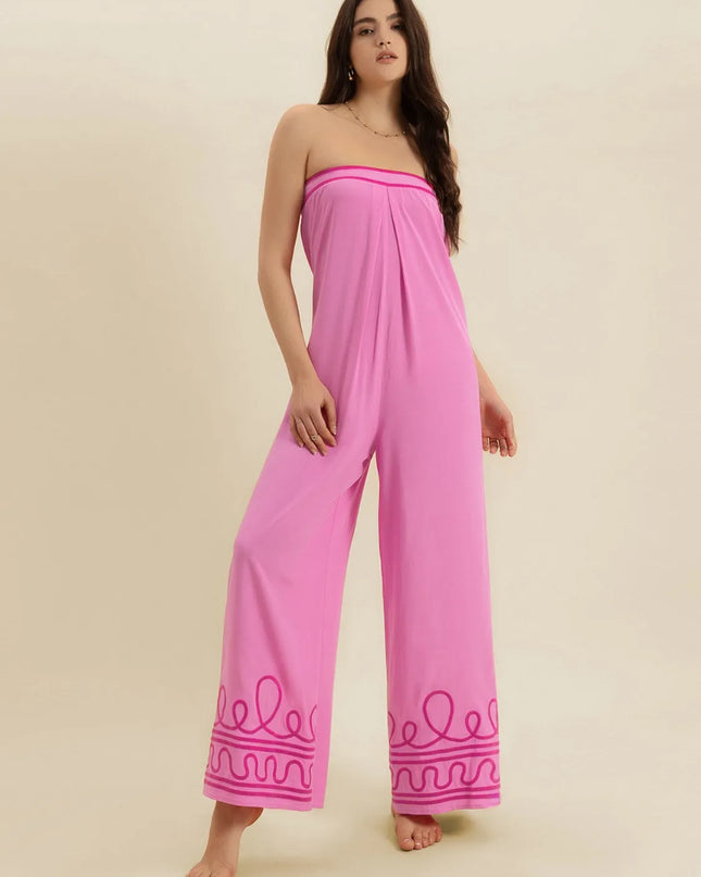 Wide Leg Tube Jumpsuit Pink