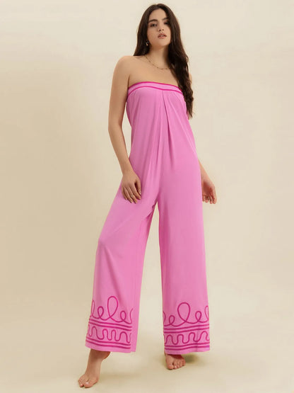 Wide Leg Tube Jumpsuit Pink