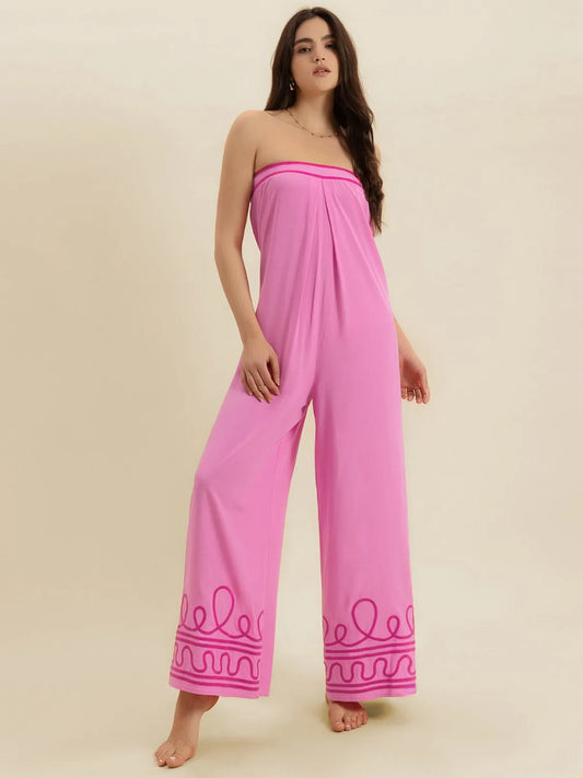 Wide Leg Tube Jumpsuit Pink