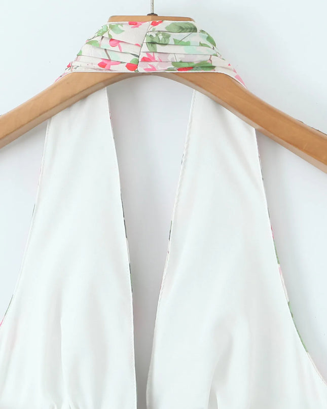 Floral Halter Neck Mini Dress