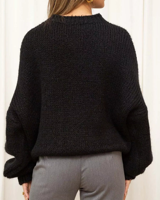 Round Neck Dropped Shoulder Sweater