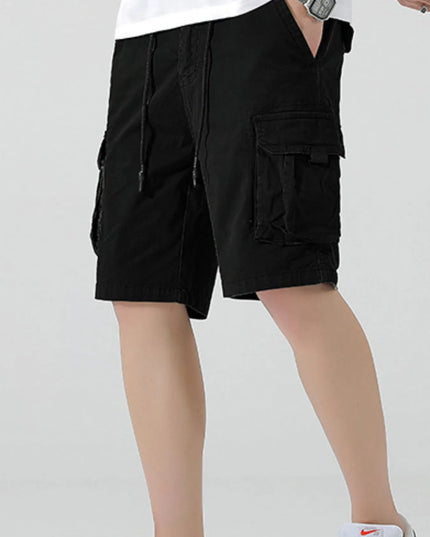 Men's Drawstring Cargo Shorts Black