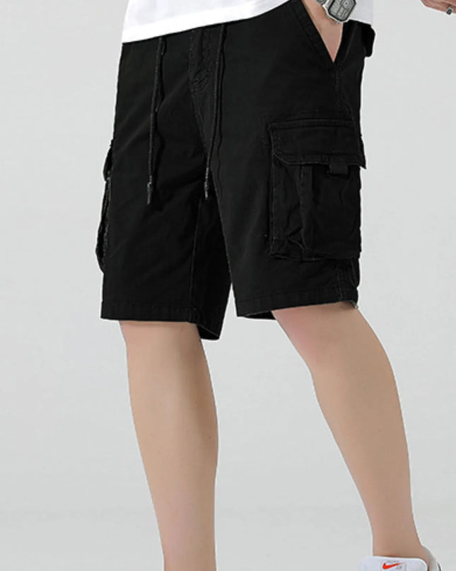 Men's Drawstring Cargo Shorts Black