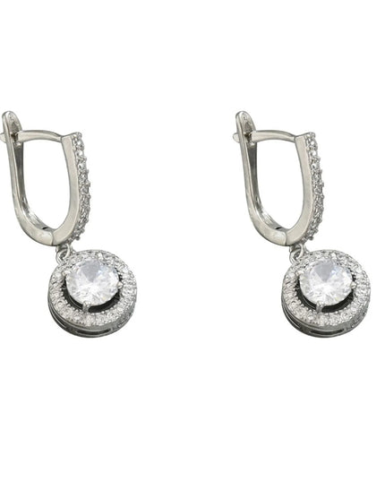 Stainless Steel Zircon Drop Earrings