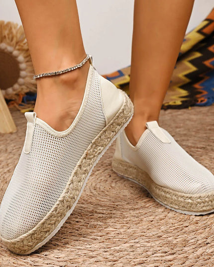 Mesh Espadrille Platform Slip-Ons 