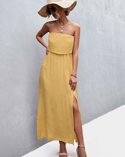 Strapless Split Maxi Dress