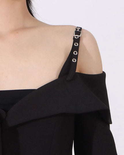 Ruffled Cold Shoulder Long Sleeve Outerwear