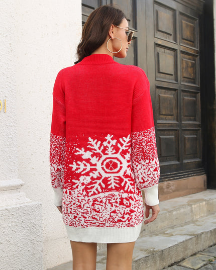 Snowflake Pattern Sweater Dress