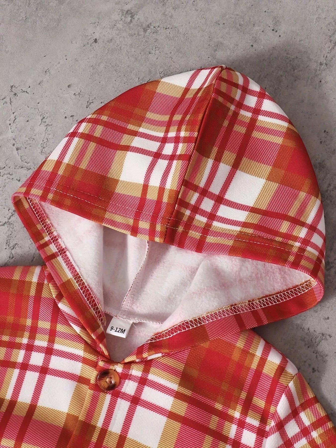 Children's Plaid Button Up Hooded Top & Pants Set