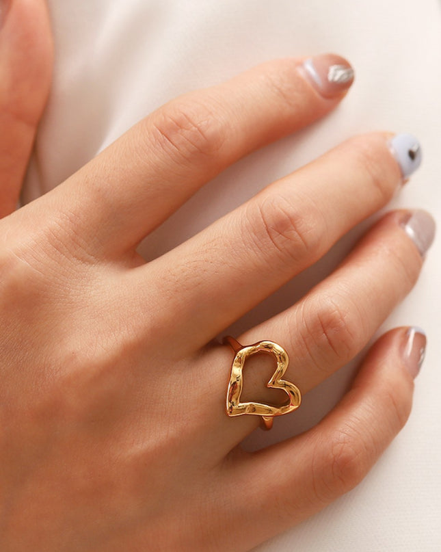 18K Gold Plated Heart-Shaped Ring 