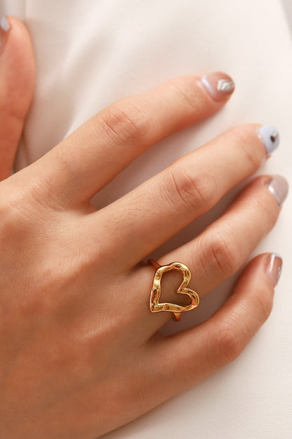 18K Gold Plated Heart-Shaped Ring 