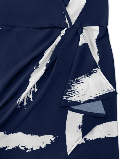 Printed Surplice Sleeveless Knee Length Dress