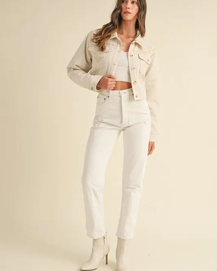 MABLE Embroidered Quilted Cropped Jacket
