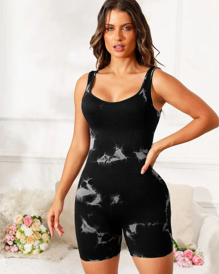 Tie-Dye Wide Strap Active Romper