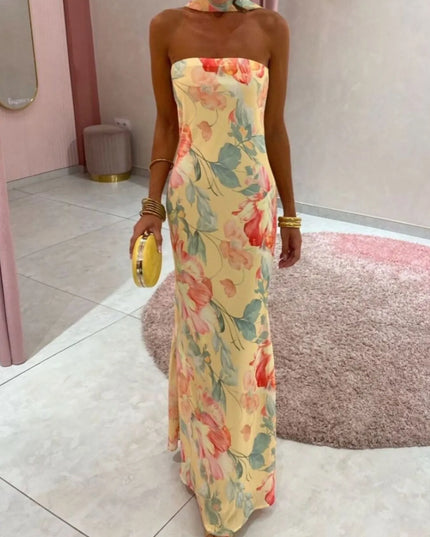 Printed Tube Maxi Dress