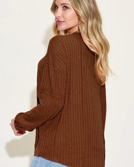 Basic Bae Full Size Ribbed Round Neck Long Sleeve T-Shirt