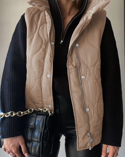 Collared Neck Vest with Pockets