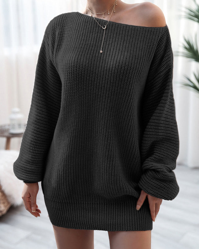 Rib-Knit Mini Sweater Dress