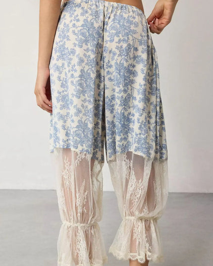 Floral Lace Patchwork Pants