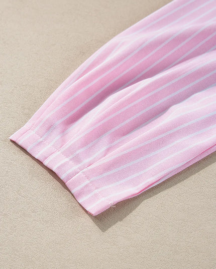 Tie Front Striped Peplum Blouse