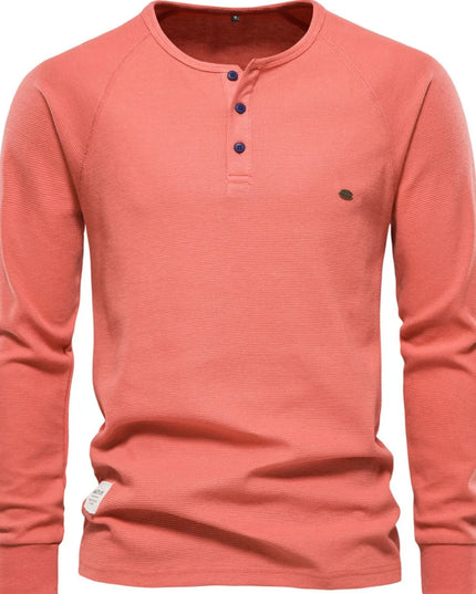 Men's Waffle-Knit Long Sleeve T-Shirt Burnt Coral