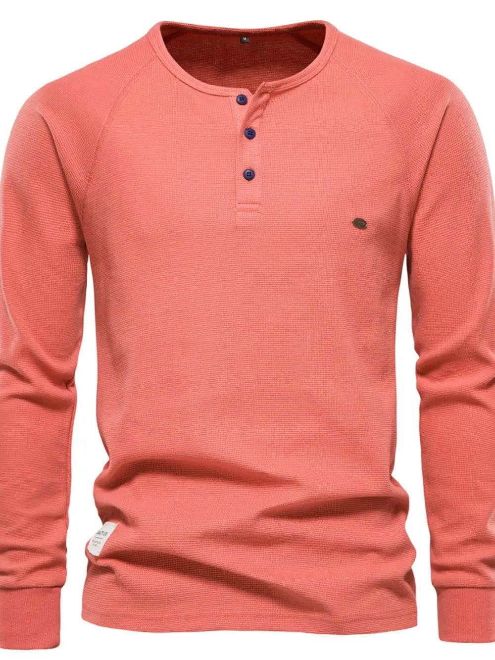 Men's Waffle-Knit Long Sleeve T-Shirt Burnt Coral