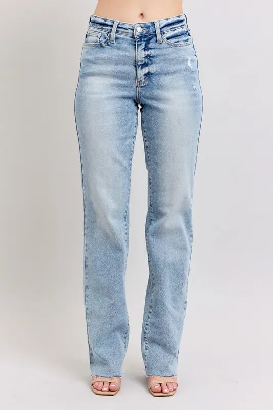 Judy Blue Full Size Mid Rise Light Wash Dad Jeans Plus Size LT