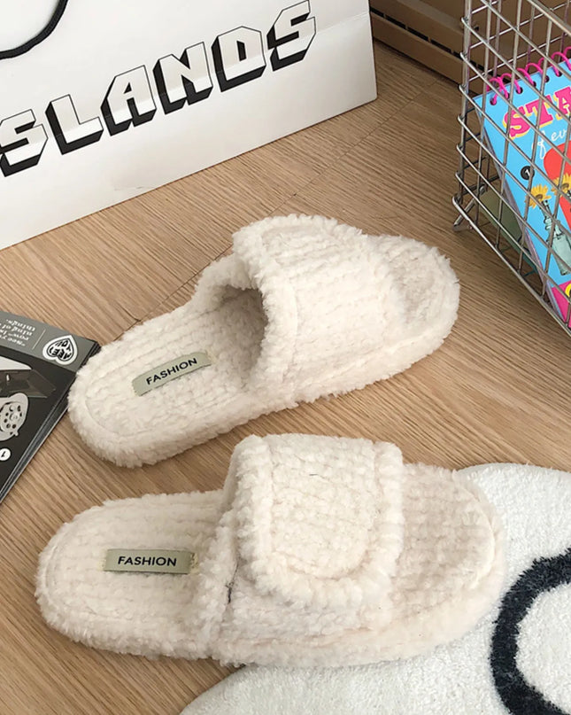 Cozy Fuzzy Open Toe Slippers
