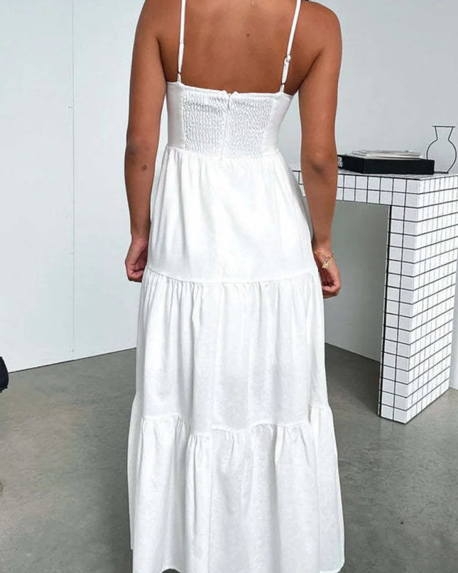 Cut-Out Tiered Dress with Spaghetti Straps