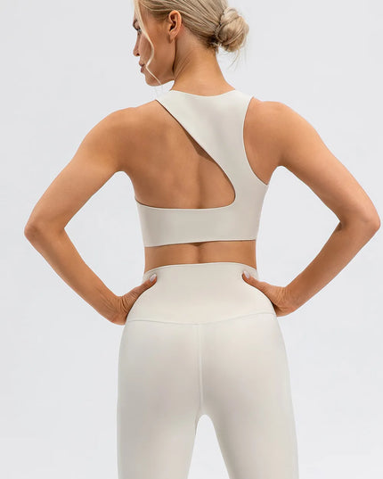 Round Neck Cutout Cropped Active Tank 