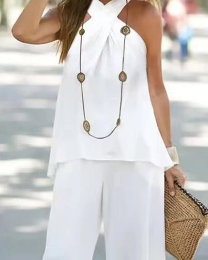 Halter Top and Wide Leg Pants Matching Set