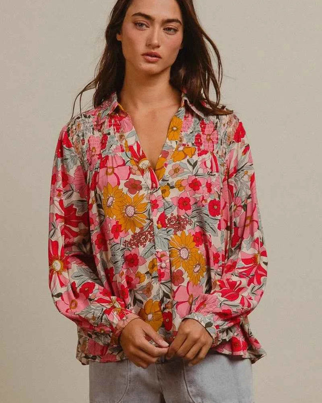 BiBi Woven Floral Printed Shirt Top