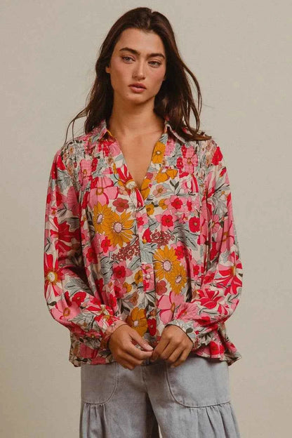 BiBi Woven Floral Printed Shirt Top