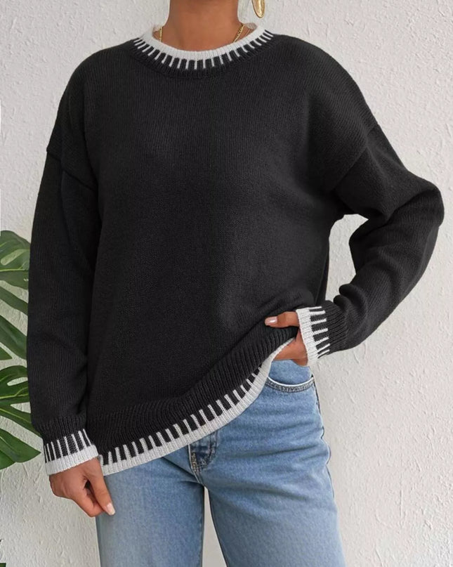 Relaxed Fit Long Sleeve Sweater Black