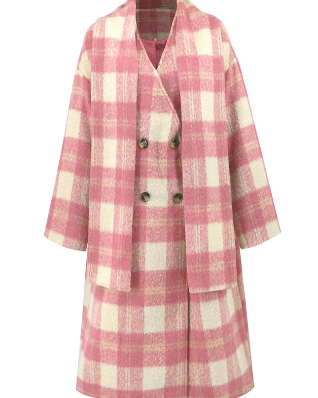 Plaid Button Up Long Sleeve Coat