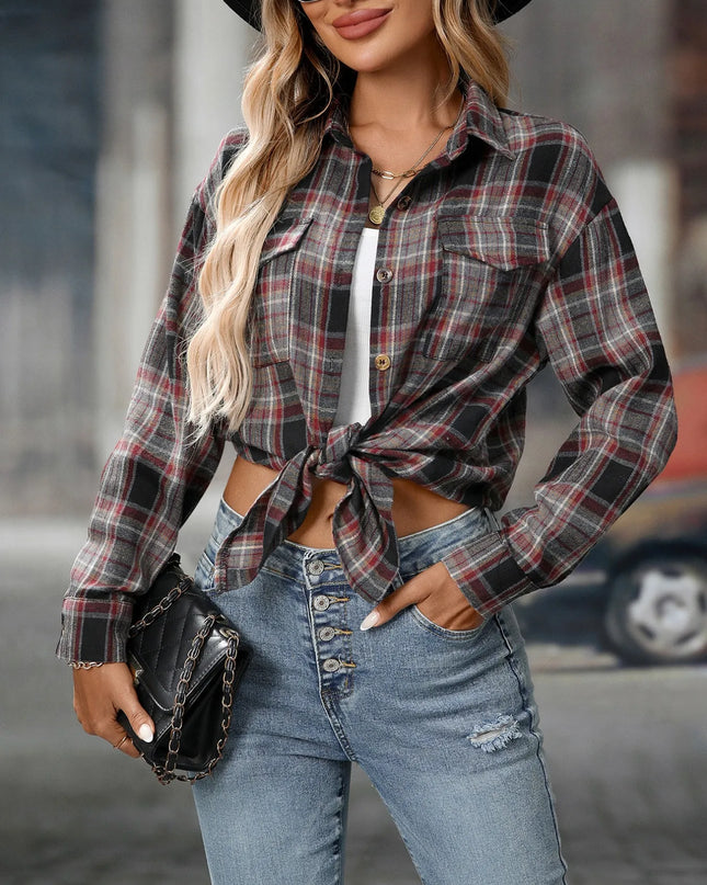 Oversized Plaid Button-Up Shirt