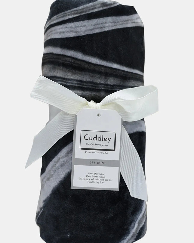 Cuddley Fleece Decorative Throw Blanket Black Marble One Size
