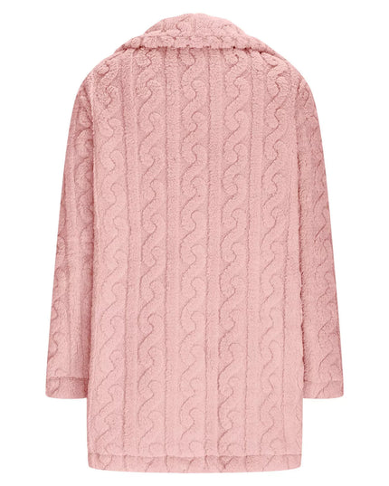 Double-Breasted Fleece Longline Coat