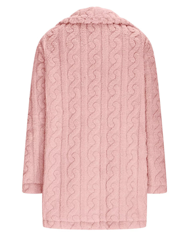 Double-Breasted Fleece Longline Coat