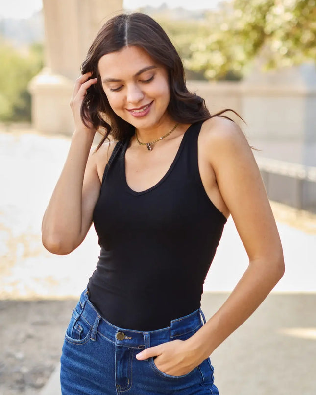 Zenana Racerback Tank Bodysuit