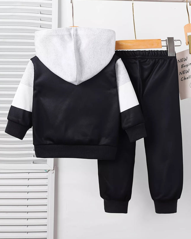 Children's Color Block Casual Hoodie & Pants Set